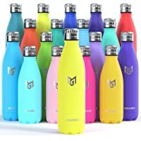 MIKAMEE Trinkflasche Edelstahl- 350ml- 500ml- 650ml- 750ml Trinkflasche Kinder- Bpa frei Thermobecher- 24 Std Kalt und…